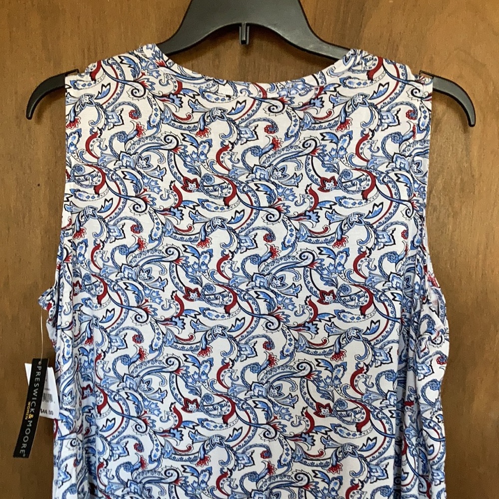 Preswick & Moore top paisley floral print top w stretch & tie detail 2X - Picture 7 of 17
